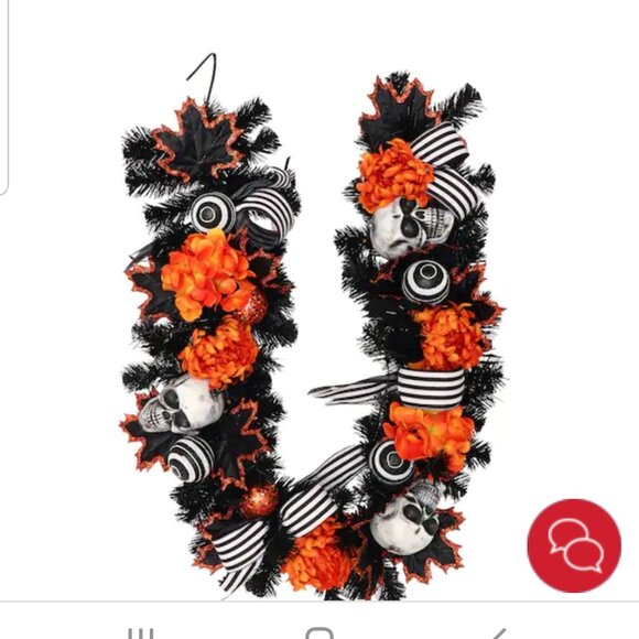 RARE MICHAELS 6 FOOT PRELIT HALLOWEEN FALL AUTUMN SKULL MANTLE GARLAND DECOR - Picture 1 of 2